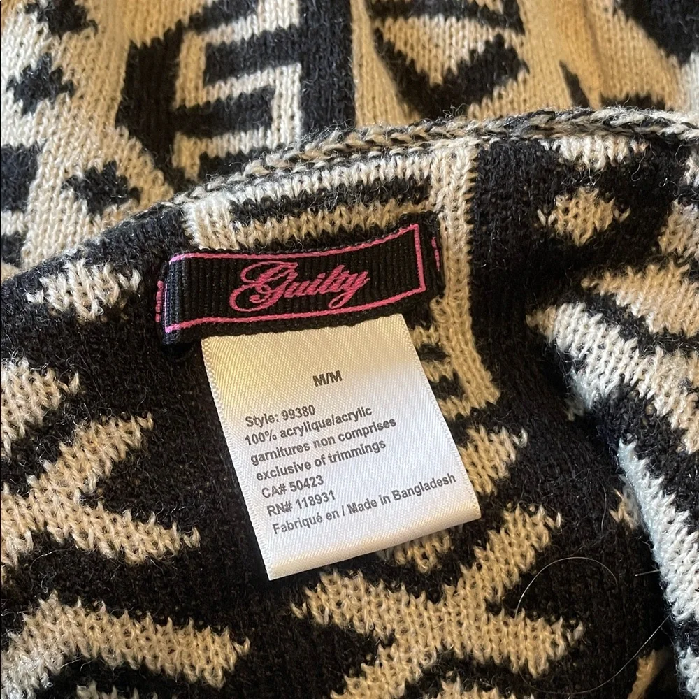 Black and Cream Patterned Open-Front Women’s Sweater - Picture 6 of 9